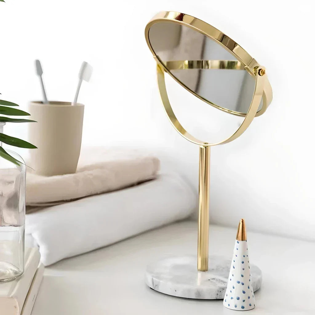 Natuurlijke Marmeren 360 Roterende Make-up Vanity Spiegel