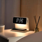 Creatieve 3-in-1 Bedlamp Draadloze Oplading LCD Scherm Alarmklok Draadloze Telefoon Oplader