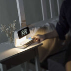 Creatieve 3-in-1 Bedlamp Draadloze Oplading LCD Scherm Alarmklok Draadloze Telefoon Oplader