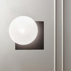 Moderne 1 Lichts Wandlamp met Witte Glas Shade Zwarte Bal Wand Gemonteerde Verlichting