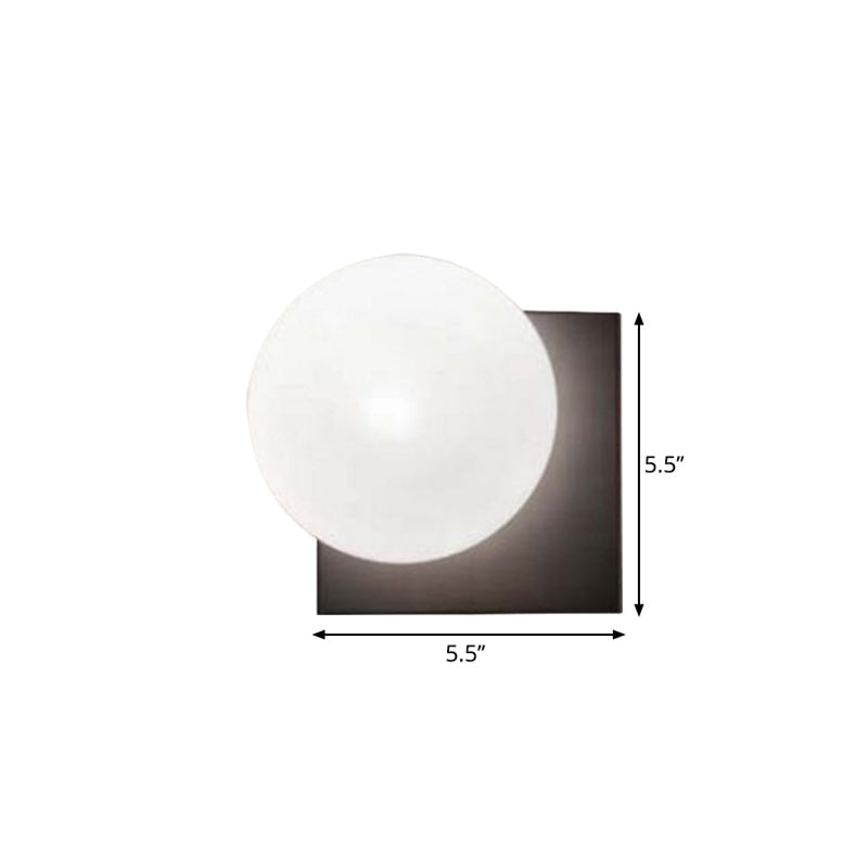 Moderne 1 Lichts Wandlamp met Witte Glas Shade Zwarte Bal Wand Gemonteerde Verlichting