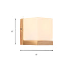 Hotel Restaurant Cube Wandlamp Opal Glas Hout 1 Licht Japanese Stijl Witte Wandlamp