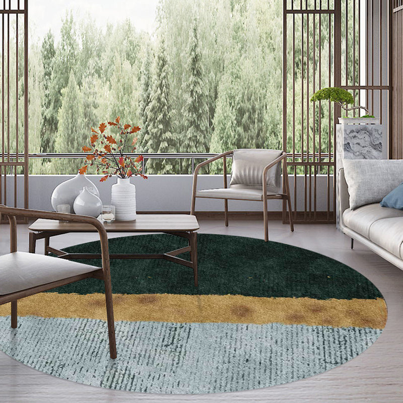 Groen en gouden novelty vloerkleed Polyester kleurblok vloerkleed wasbaar antislip achterkant vloerkleed voor woonkamer