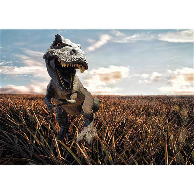 Funky Dinosaurus Patroon Tapijt Bruin en Blauw Nordic Tapijt Polyester Wasbaar Antislip Achterkant Tapijt voor de Woonkamer