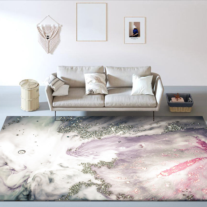 Modern woonkamer tapijt in grijs en roze Abstract zeewaterprint tapijt Polyester wasbaar huisdier vriendelijke tapijt