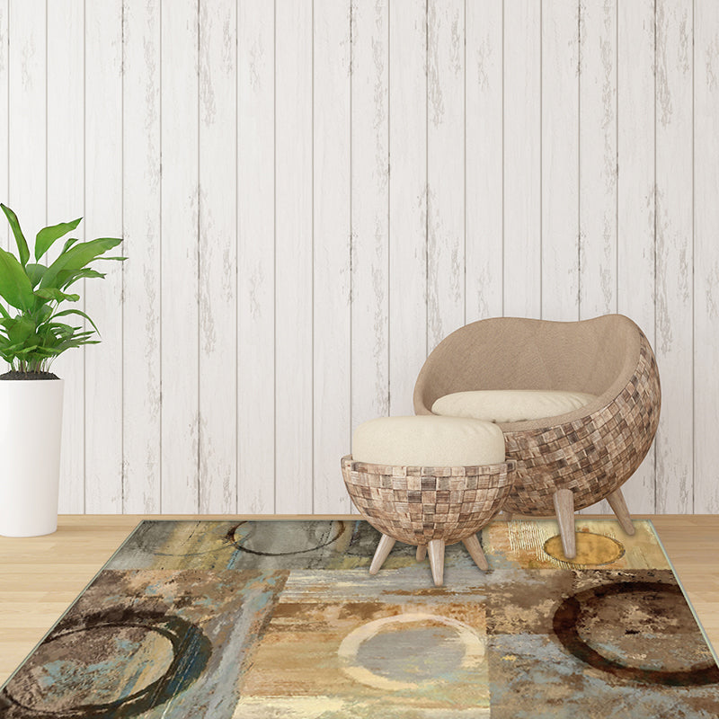 Nieuwe Abstracte Tapijt Lichtbruin Polyester Tapijt Machine Wasbaar Antislip Vloertapijt voor de Slaapkamer