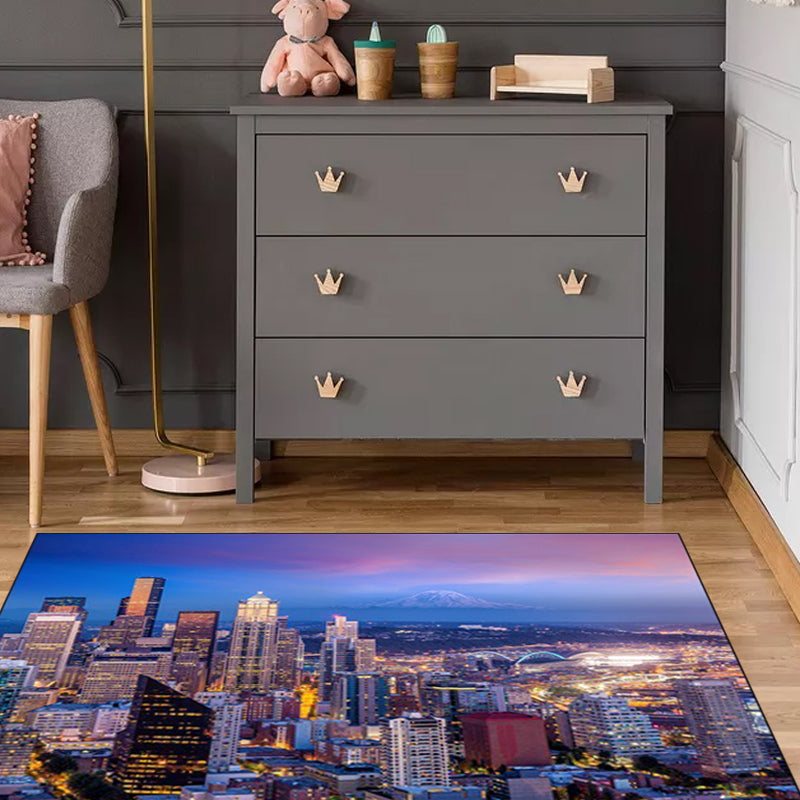 Paarse novelty tapijt polyester geo-patroon vloerkleed wasbaar antislip achterkant vloerkleed voor woonkamer
