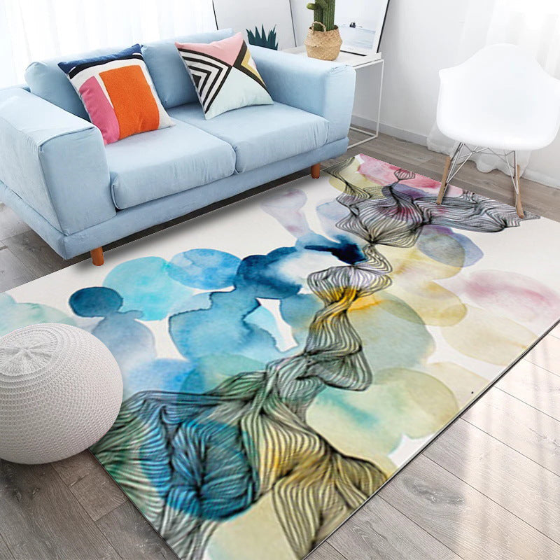 Nieuwe noviteit draaivlak patroon tapijt grijs multicolor polyester tapijt machinewasbaar antislip tapijt voor de slaapkamer