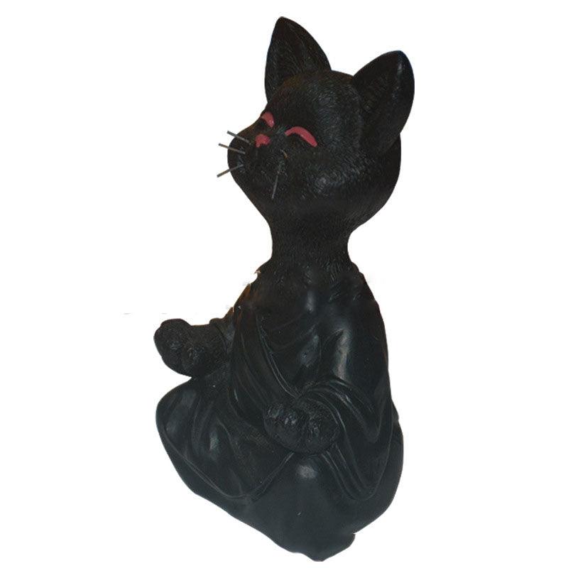 Speelse Zwarte Boeddha Kat Figuur Meditatie Yoga Verzamelen Blije Kat Decor Thuis Tuin Decoratie Tuin Ornament