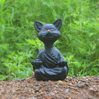 Speelse Zwarte Boeddha Kat Figuur Meditatie Yoga Verzamelen Blije Kat Decor Thuis Tuin Decoratie Tuin Ornament