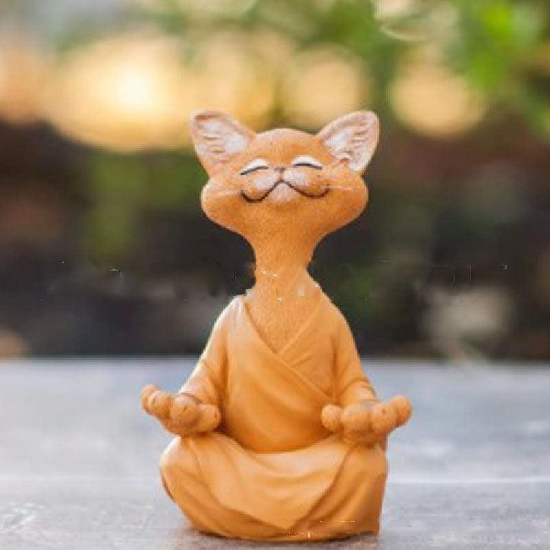 Speelse Zwarte Boeddha Kat Figuur Meditatie Yoga Verzamelen Blije Kat Decor Thuis Tuin Decoratie Tuin Ornament