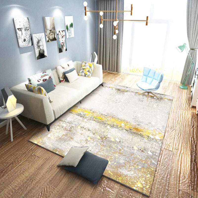 Modern woonkamer tapijt in grijs Abstracte olieverfschilderij print tapijt Polyester huisdier-vriendelijke vloerkleed