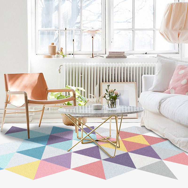 Moderne woonkamer tapijt in wit geometrisch driehoekpatroon Tapijt Polyester antislip wasbaar tapijt