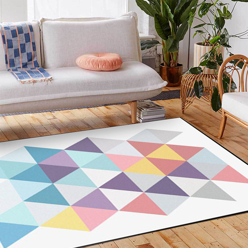 Moderne woonkamer tapijt in wit geometrisch driehoekpatroon Tapijt Polyester antislip wasbaar tapijt