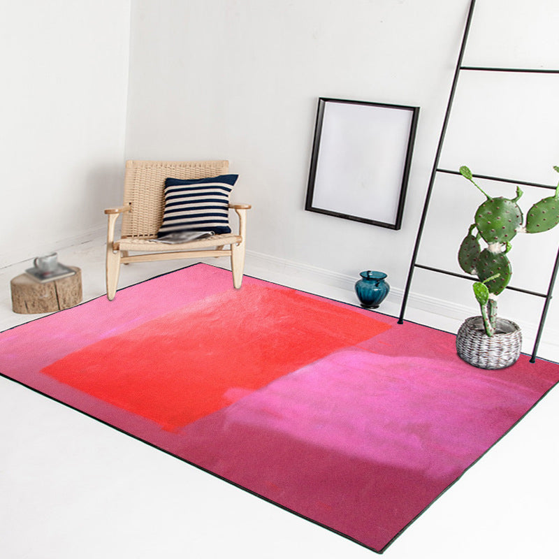 Rode en gele slaapkamer tapijt Modern abstract verf patroon vloerkleed Polyester wasbaar vlekbestendig tapijt