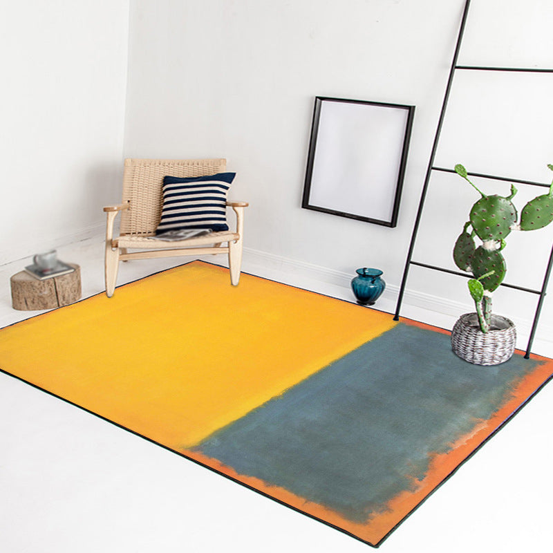 Rode en gele slaapkamer tapijt Modern abstract verf patroon vloerkleed Polyester wasbaar vlekbestendig tapijt