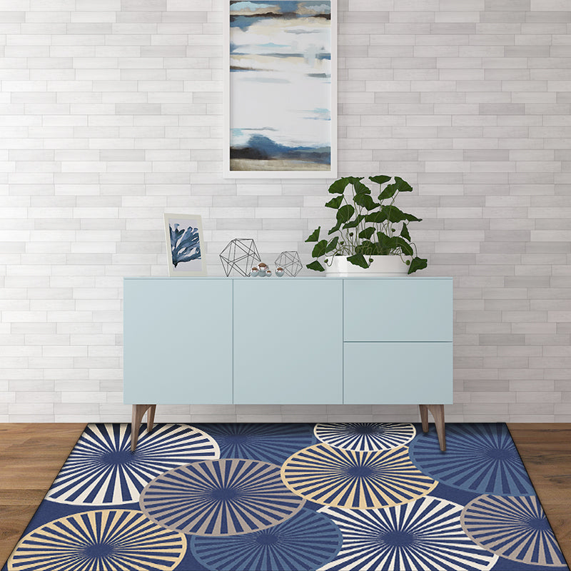 Stijlvolle radiale patroon tapijt Beige en Blauw Moderne tapijt Polyester Wasbaar Antislip achterkant Tapijt voor de woonkamer