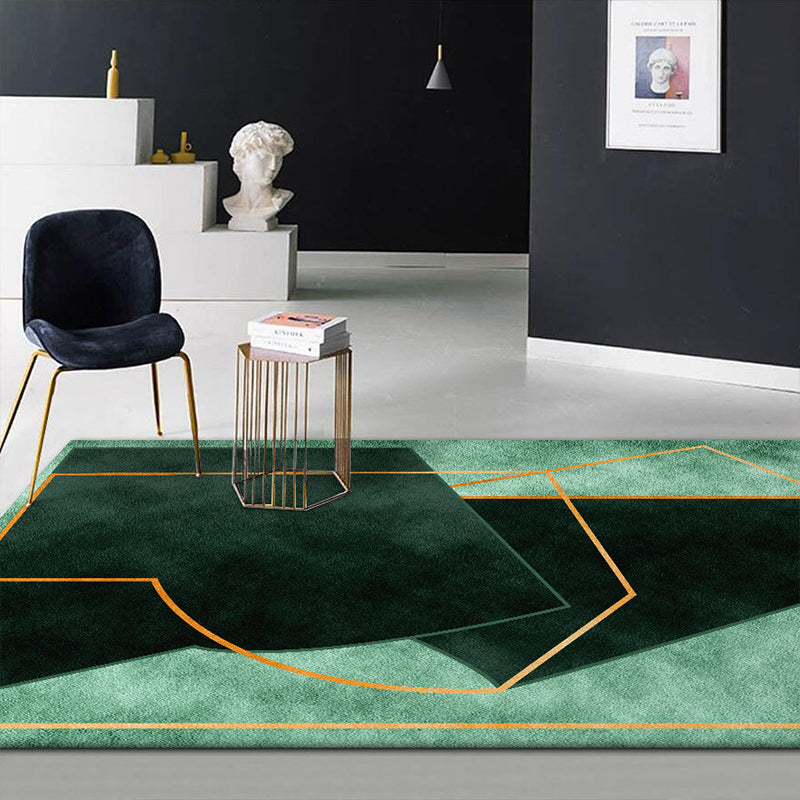 Groene Slaapkamer Tapijt Moderne Kleurblokken Geometrische Lijnen Patroon Tapijt Polyester Vuilbestendig Tapijt
