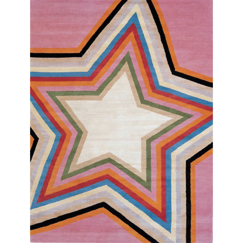 Casual moderne vloerkleed in roze geometrisch sterrenpatroon Vloerkleed Polyester huisdiervriendelijk vloerkleed voor appartementdecoratie