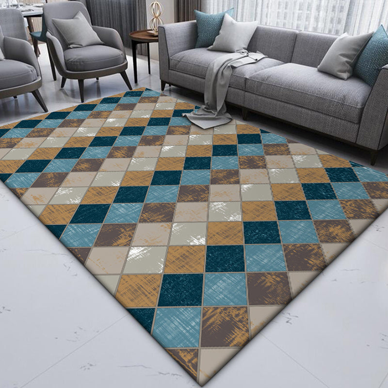 Kleurvolle Slaapkamer Tapijt Moderne Geometrische Diamant Patroon Zone Tapijt Polyester Vlekbestendig Tapijt