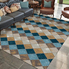 Kleurvolle Slaapkamer Tapijt Moderne Geometrische Diamant Patroon Zone Tapijt Polyester Vlekbestendig Tapijt