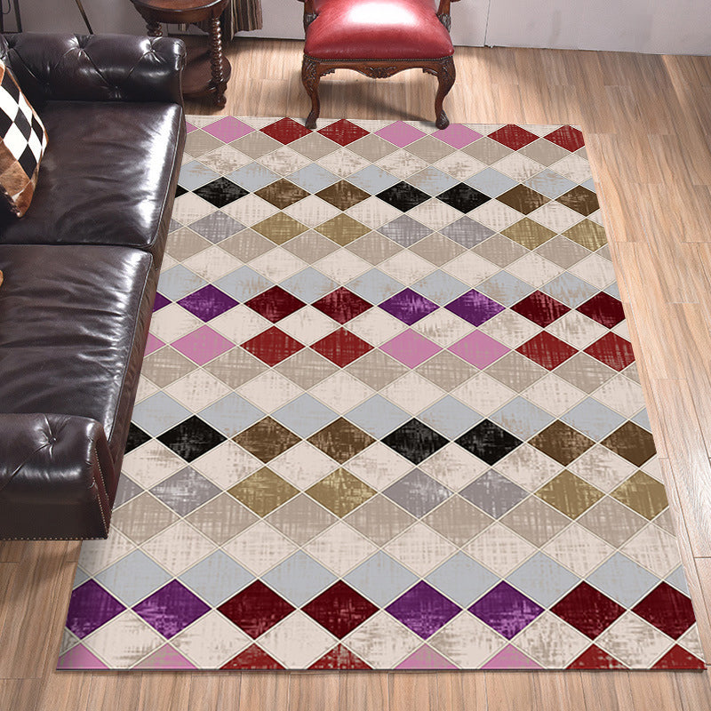 Kleurvolle Slaapkamer Tapijt Moderne Geometrische Diamant Patroon Zone Tapijt Polyester Vlekbestendig Tapijt