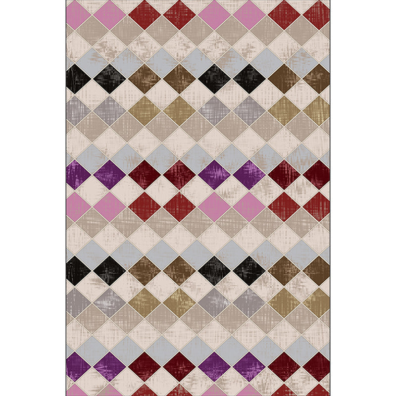 Kleurvolle Slaapkamer Tapijt Moderne Geometrische Diamant Patroon Zone Tapijt Polyester Vlekbestendig Tapijt