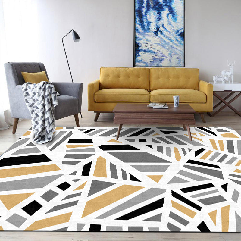 Minimalistische moderne tapijt in grijs geometrisch onregelmatige vorm patroon tapijt polyester antislip rug voor woningdecoratie