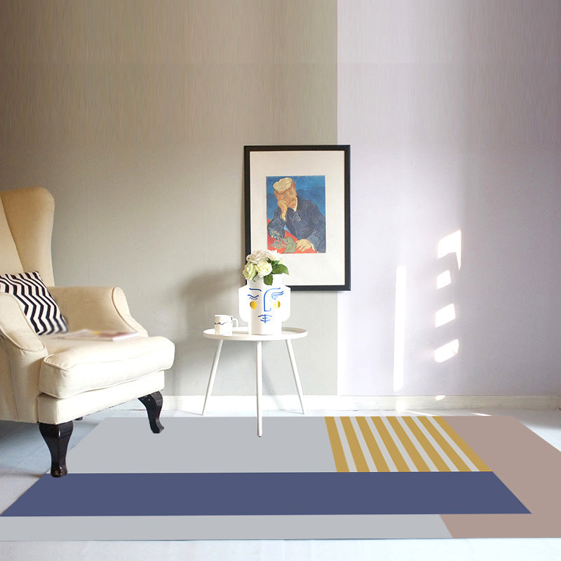 Eenvoudig modern tapijt in grijs en blauw kleur blok patroon tapijt polyester huisdiervriendelijk tapijt voor woningdecoratie