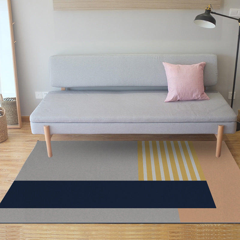 Eenvoudig modern tapijt in grijs en blauw kleur blok patroon tapijt polyester huisdiervriendelijk tapijt voor woningdecoratie