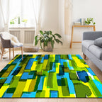Moderne woonkamer tapijt in groene abstracte print polyester antislip achterkant tapijt voor het gebied
