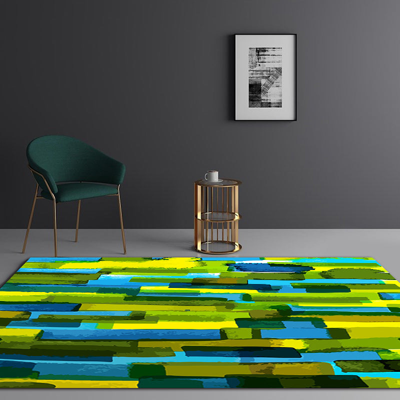 Moderne woonkamer tapijt in groene abstracte print polyester antislip achterkant tapijt voor het gebied