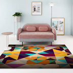Moderne woonkamer tapijt Kleurrijk geometrisch diamanten patroon tapijt Polyester antislip wasbaar tapijt