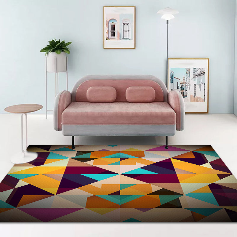 Moderne woonkamer tapijt Kleurrijk geometrisch diamanten patroon tapijt Polyester antislip wasbaar tapijt