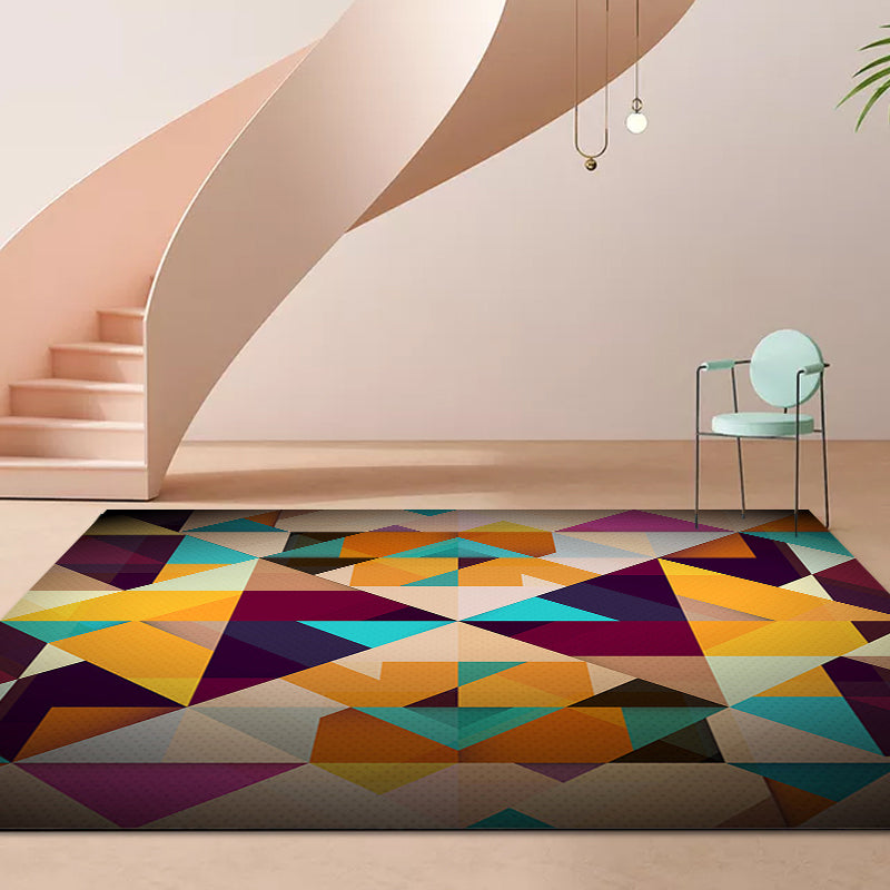 Moderne woonkamer tapijt Kleurrijk geometrisch diamanten patroon tapijt Polyester antislip wasbaar tapijt