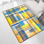 Casual moderne tapijt in zwart en blauw abstract rechthoekig patroon tapijt polyester huisdiervriendelijk tapijt voor thuisdecoratie