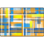 Casual moderne tapijt in zwart en blauw abstract rechthoekig patroon tapijt polyester huisdiervriendelijk tapijt voor thuisdecoratie