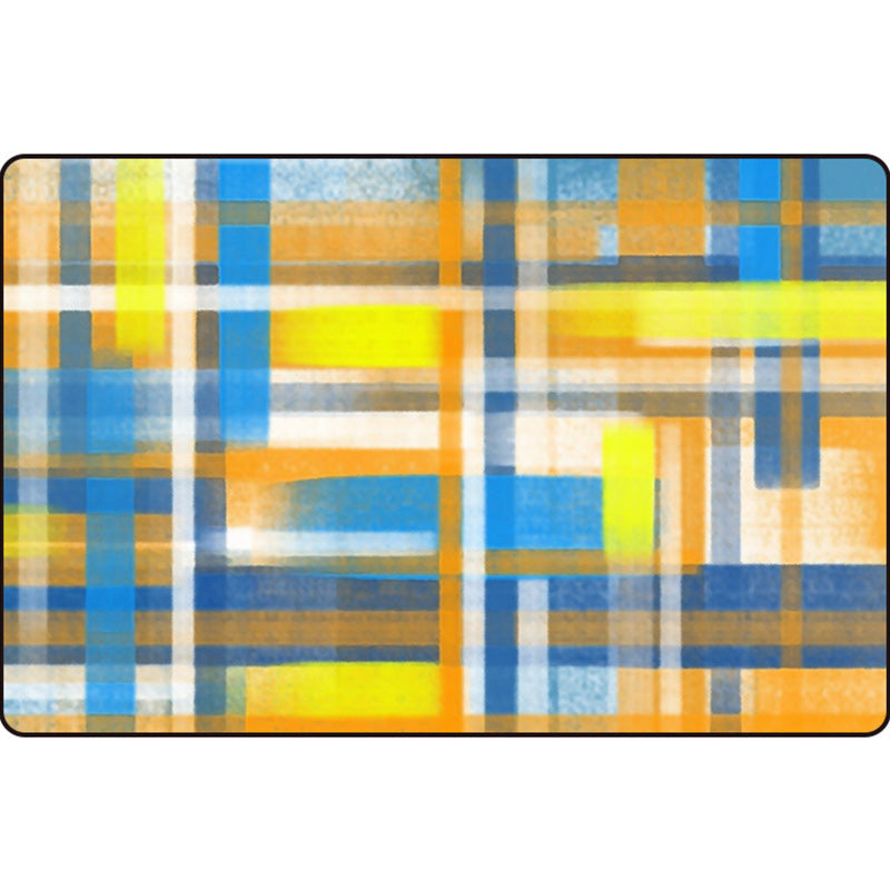 Casual moderne tapijt in zwart en blauw abstract rechthoekig patroon tapijt polyester huisdiervriendelijk tapijt voor thuisdecoratie