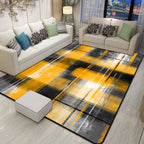 Casual moderne tapijt in zwart en blauw abstract rechthoekig patroon tapijt polyester huisdiervriendelijk tapijt voor thuisdecoratie