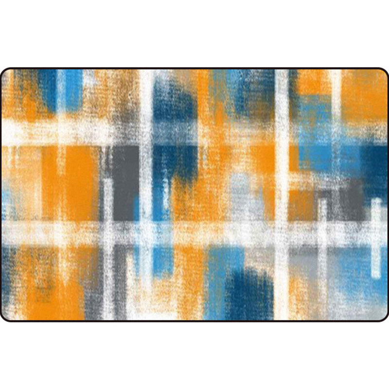 Casual moderne tapijt in zwart en blauw abstract rechthoekig patroon tapijt polyester huisdiervriendelijk tapijt voor thuisdecoratie