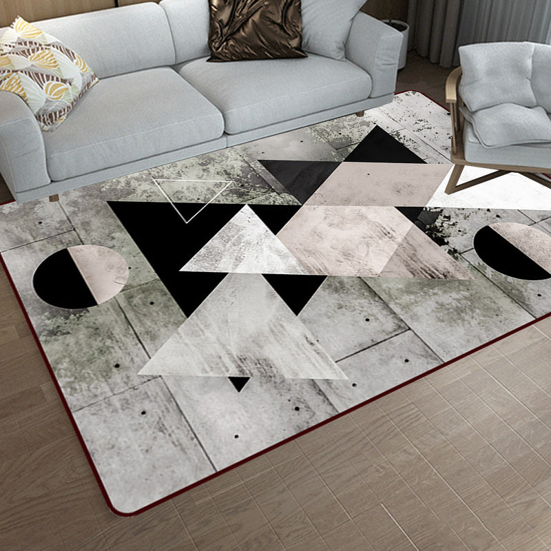 Grijze Slaapkamer Tapijt Moderne Kleurblok Geometrisch Patroon Tapijt Polyester Antislip Achterkant Tapijt