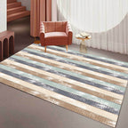 Eenvoudig modern vloerkleed in groen en geel gestreept patroon vloerkleed polyester vlekbestendig vloerkleed voor huisdecoratie