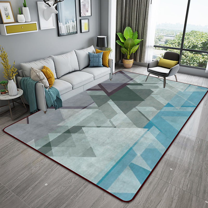 Minimalistische moderne vloerkleed in grijs kleurblok driehoekig patroon vloerkleed polyester huisdiervriendelijk vloerkleed voor thuisdecoratie