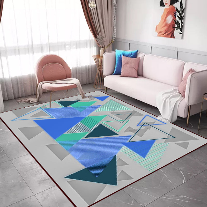 Moderne woonkamer tapijt in grijs kleurblok driehoek print tapijt polyester machinewasbaar tapijt