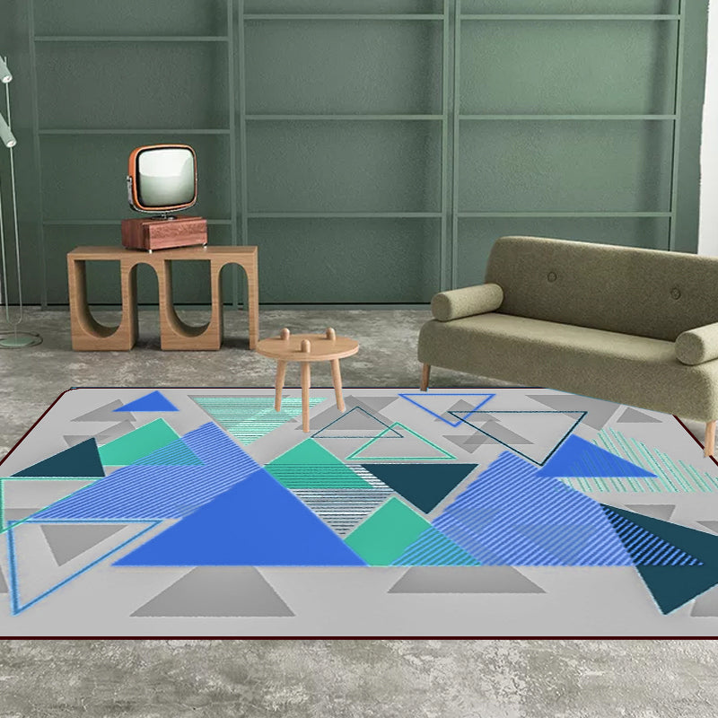 Moderne woonkamer tapijt in grijs kleurblok driehoek print tapijt polyester machinewasbaar tapijt