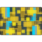 Zwart en Geel Slaapkamer Tapijt Modern Abstract Schilderij Patroon Gebied Tapijt Polyester Wasbaar Tapijt