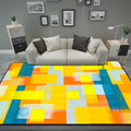 Zwart en Geel Slaapkamer Tapijt Modern Abstract Schilderij Patroon Gebied Tapijt Polyester Wasbaar Tapijt