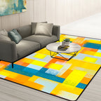 Zwart en Geel Slaapkamer Tapijt Modern Abstract Schilderij Patroon Gebied Tapijt Polyester Wasbaar Tapijt