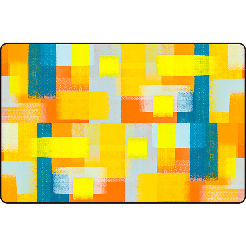 Zwart en Geel Slaapkamer Tapijt Modern Abstract Schilderij Patroon Gebied Tapijt Polyester Wasbaar Tapijt