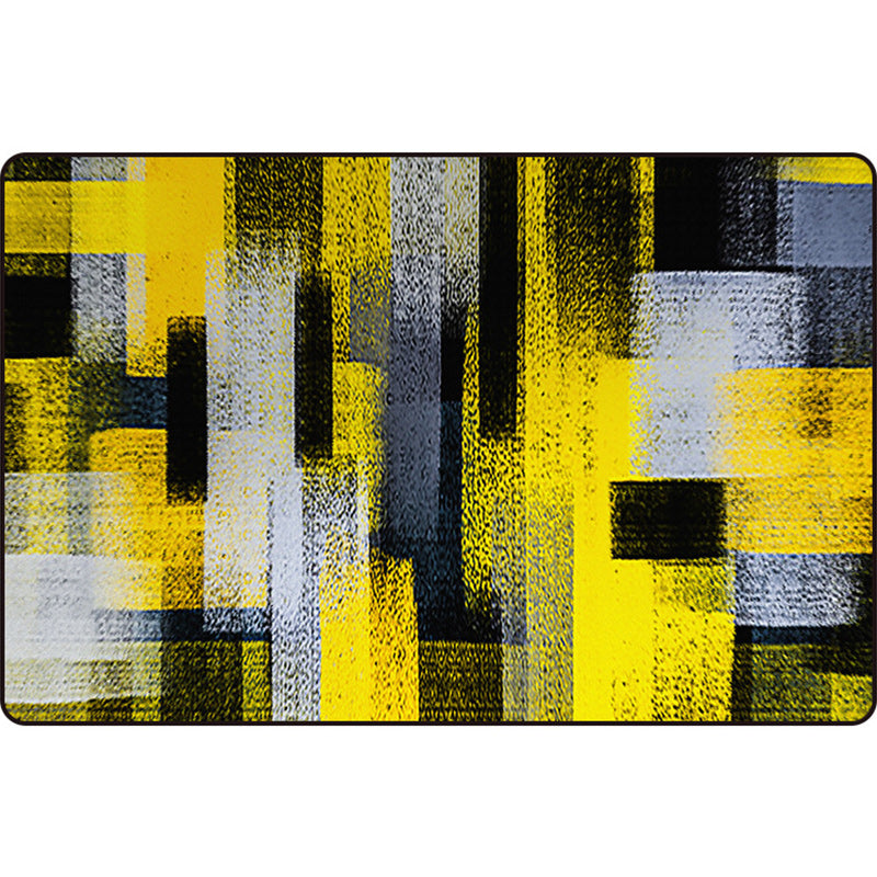 Zwart en Geel Slaapkamer Tapijt Modern Abstract Schilderij Patroon Gebied Tapijt Polyester Wasbaar Tapijt